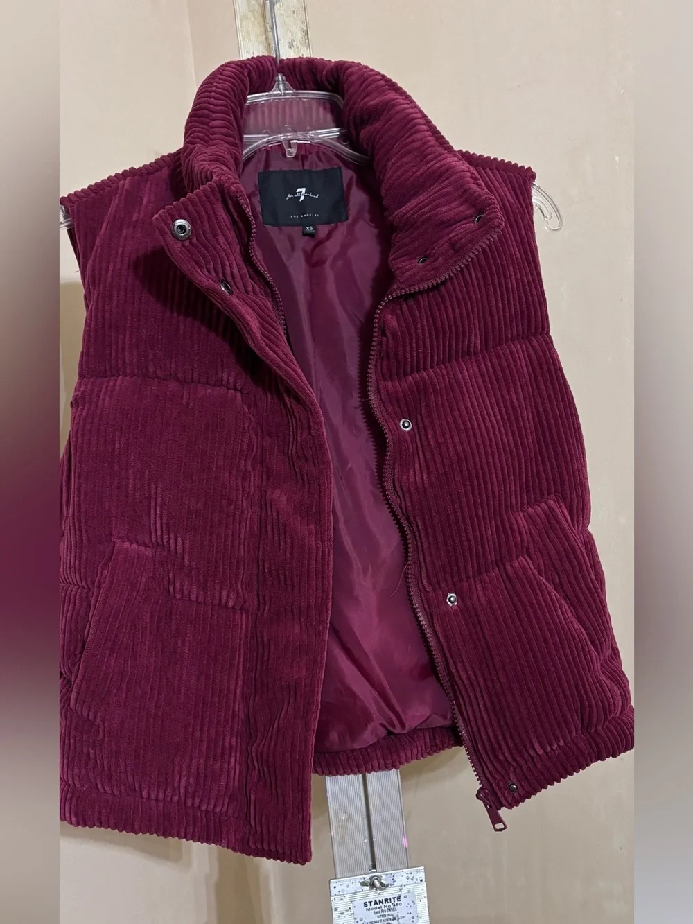 7 For All Mankind Maroon Corduroy Vest Sz XS